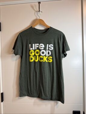 Life Is Good Olive Green 'Life Is Good Ducks' Tee with Yellow Accent